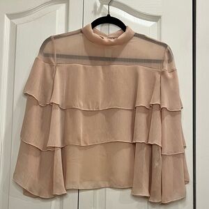 Zara Blush Layered Sheer Blouse M